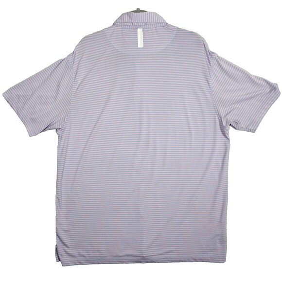 Rhoback Polo Shirt Mens XL Blue Pink Striped Short Sleeve Golf Performance FLAWS - Picture 3 of 7